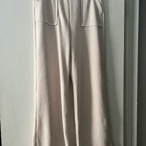 Chic Cream Wide Leg Women's Pants